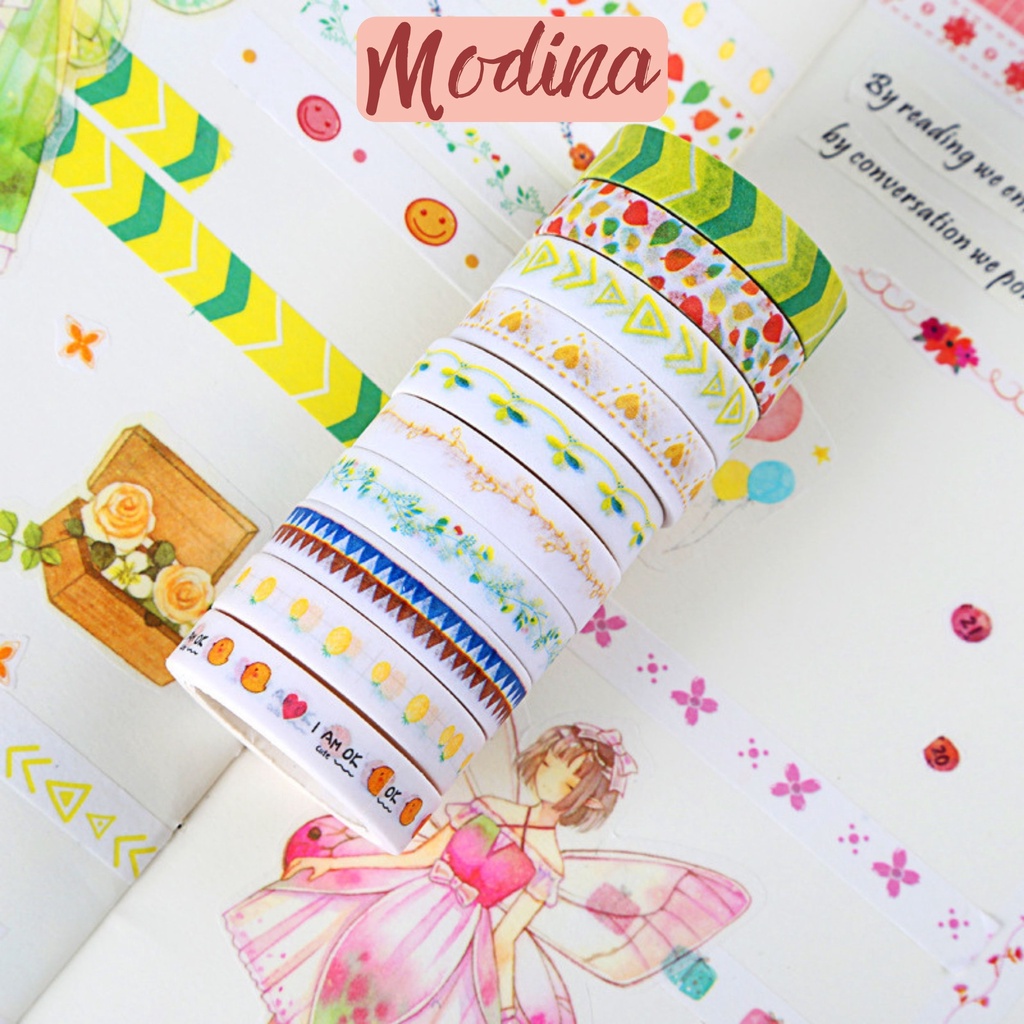 Washi tape cute, băng dính giấy trang trí sổ tay