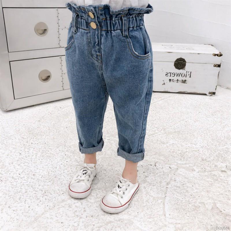 Quần jean denim lưng thun co giãn dành cho bé gái
