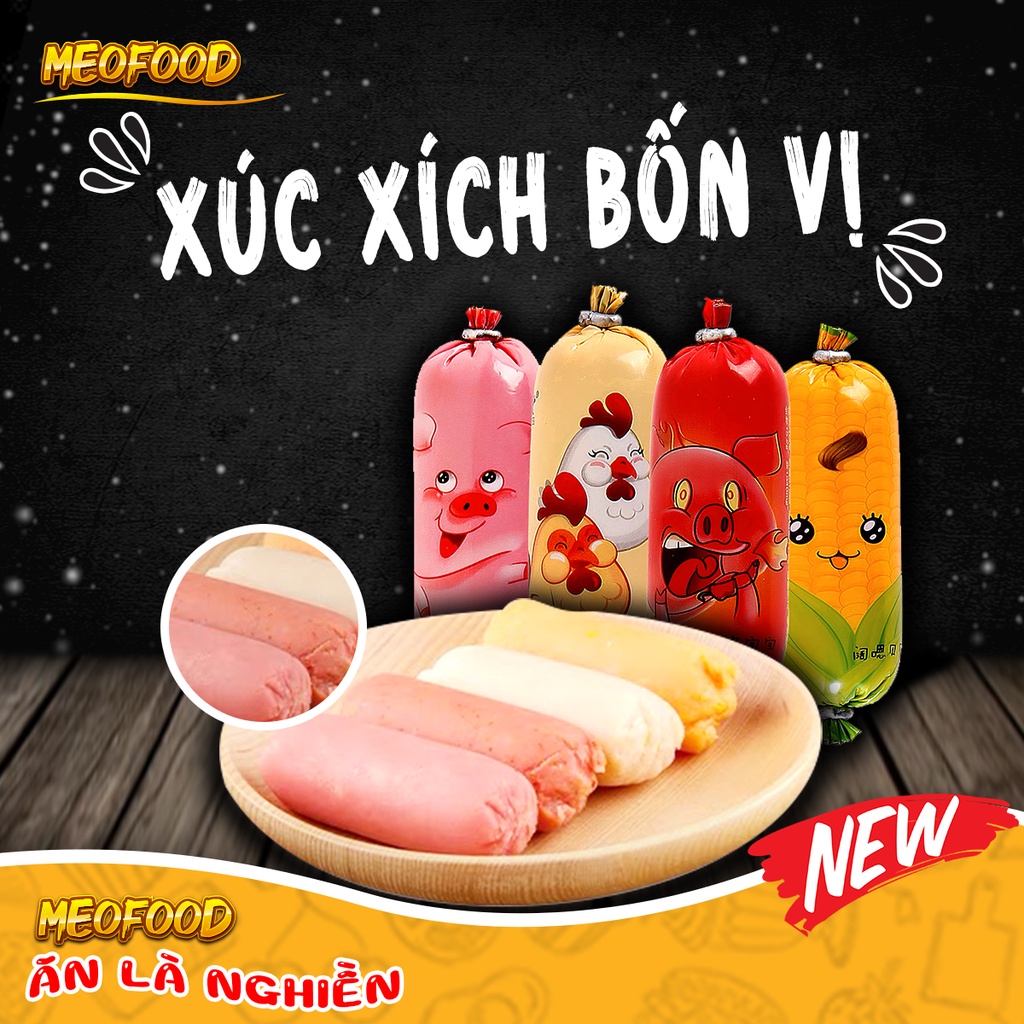 Xúc Xích Mini 4 Vị (heo, heo cay, gà, ngô) Đồ Ăn Vặt siêu ngon