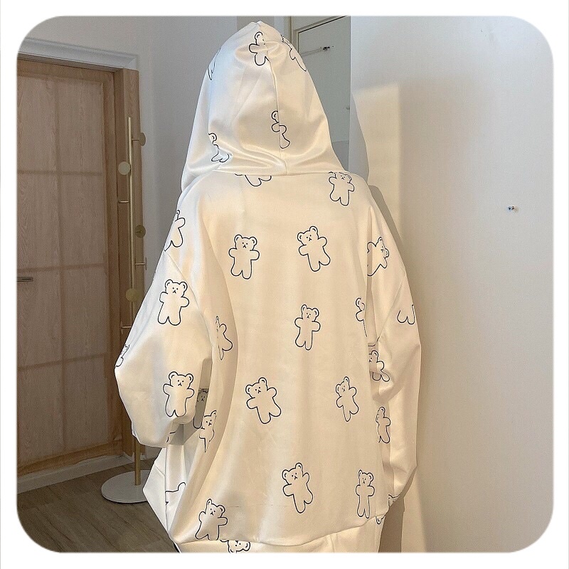 Áo hoodie nam áo khoác nỉ nữ mũ gấu trắng unisex cực xinh Freeship | BigBuy360 - bigbuy360.vn