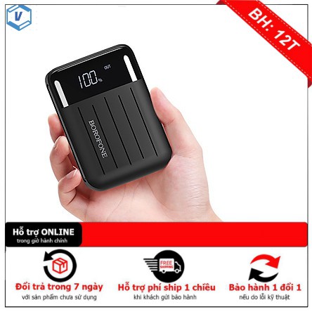 Sạc dự phòng mini 10000mah, hàng chĩnh hãng Borofone bt21, có đèn led kích thước nhỏ gọn BH12T