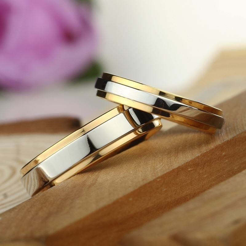 Nhẫn cưới bằng thép không gỉ mạ vàng / bạc kích thước 4mm 6mm dành cho nam và nữ
