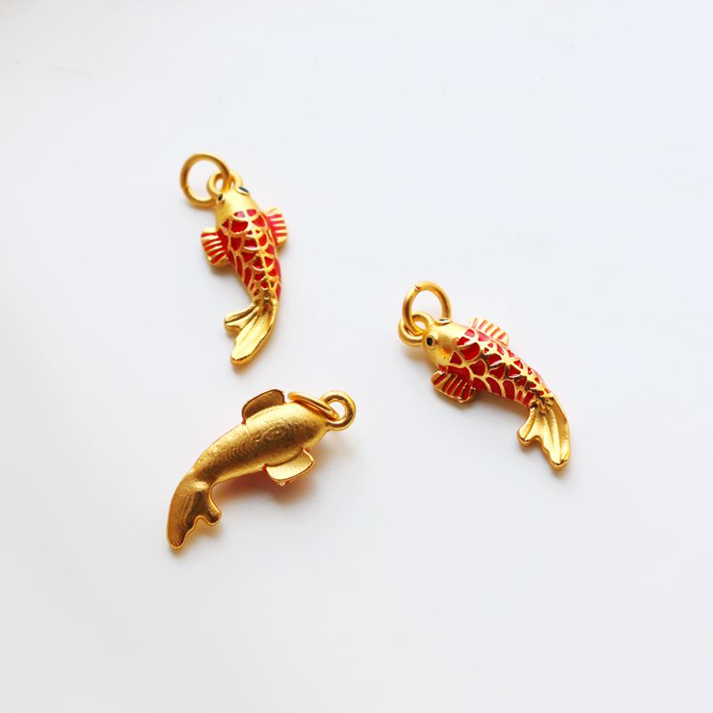 Mặt Dây Chuyền/ Khuyên Tai/ Vòng Tay/ Dây Chuyền Hình Cá Chép Màu Vàng 18k Kiểu Retro diy