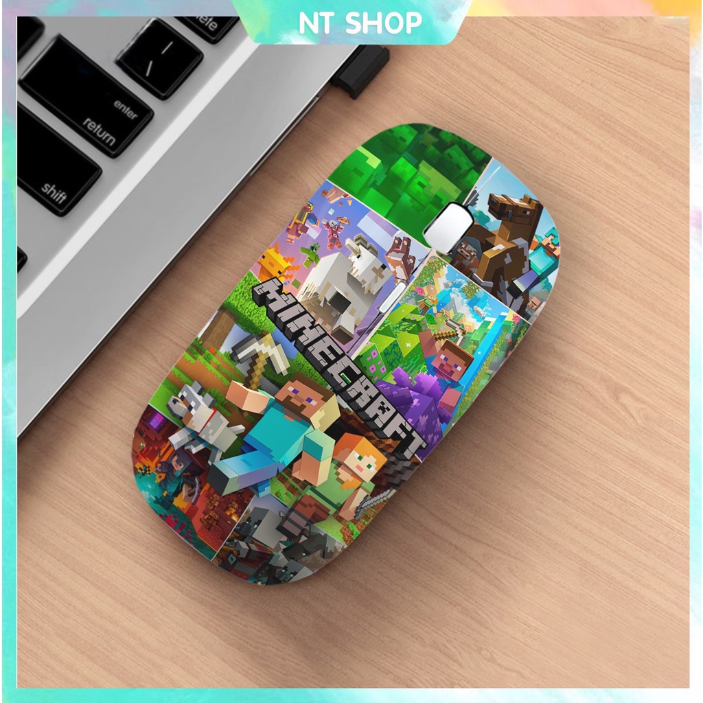 Chuột không dây Minecraft siêu mỏng (tặng kèm pin)