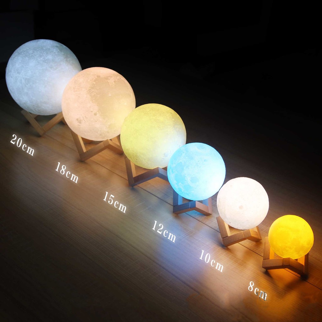 Đèn ngủ mặt trăng ML3D-1507, Đèn mặt trăng 7 màu 15cm, Đèn trang trí Moon Light 3D