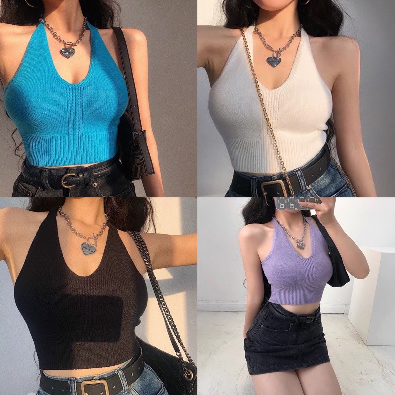 Áo Yếm Len Gân Trendy 4 màu chất dày L1[Kèm ảnh thật]
