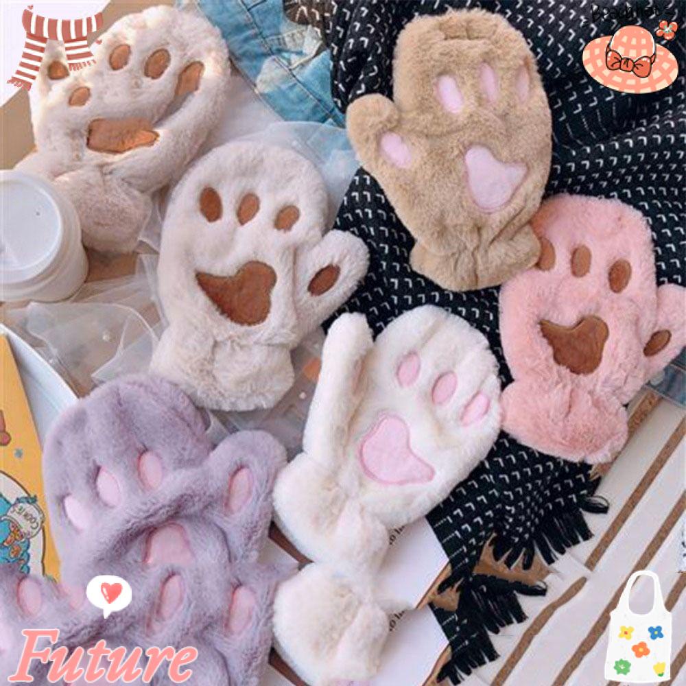 Găng Tay Giữ Ấm Mùa Đông Hình Chân Mèo Dễ Thương