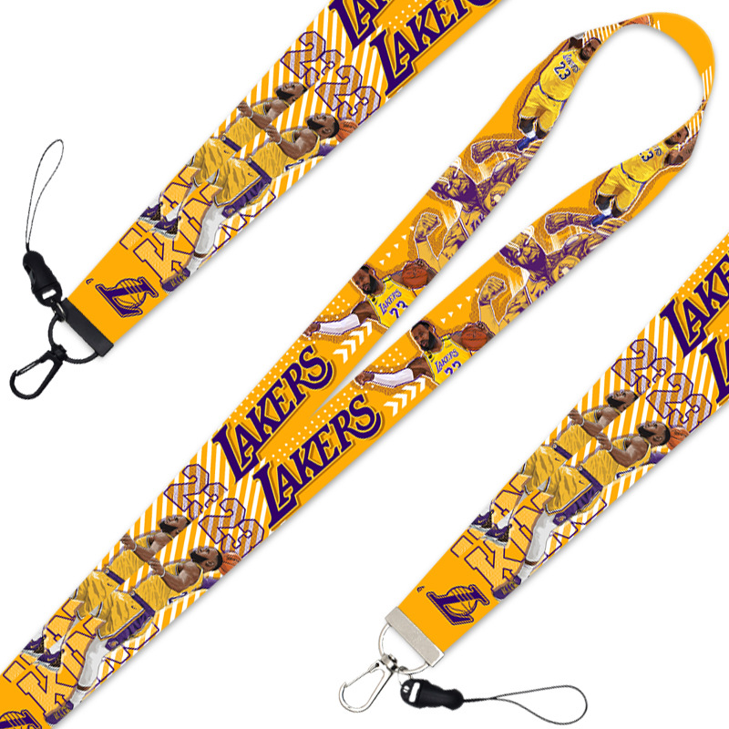 New 2in1 NBA Star Lakers James Long and Short Mobile Phone Lanyard ID Holder for Student and Work Card Neck and Wrist Phone Rope Strap Dây điện thoại