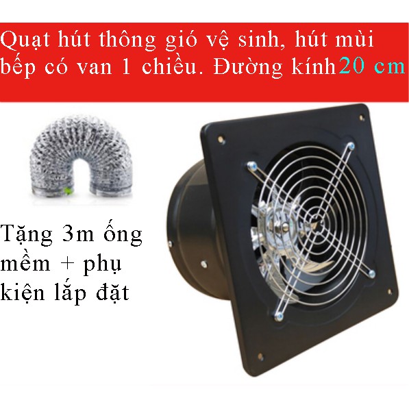 Quạt thông gió hút mùi bếp, hút mùi vệ sinh mạnh mẽ đường kính D200mm