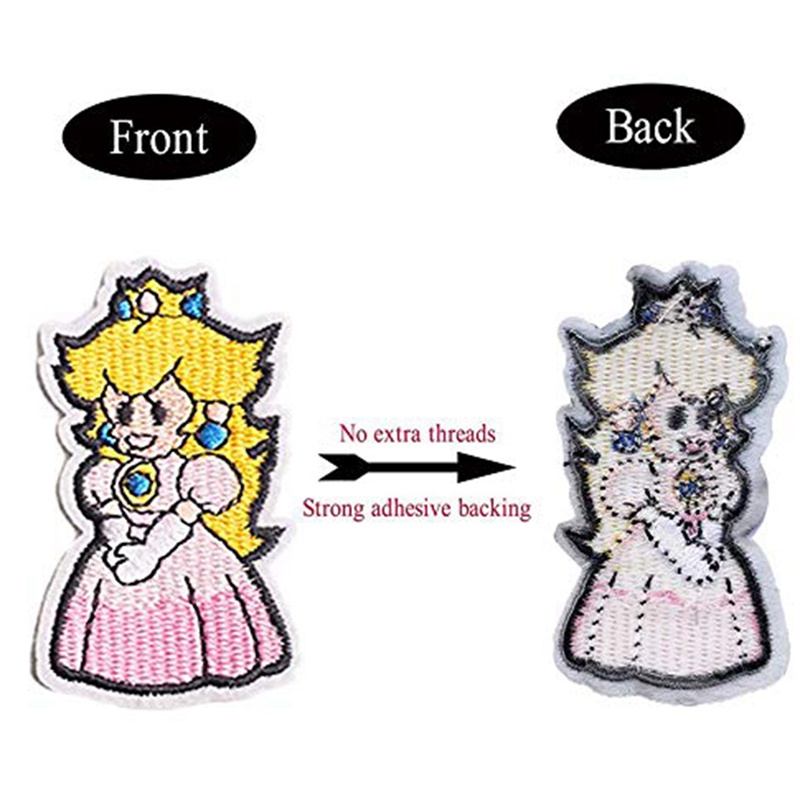 Bộ 16 Miếng Vá Quần Áo / Ba Lô / Ba Lô DIY Hình Mario Đính Kim Sa Dễ Thương Cho Bé