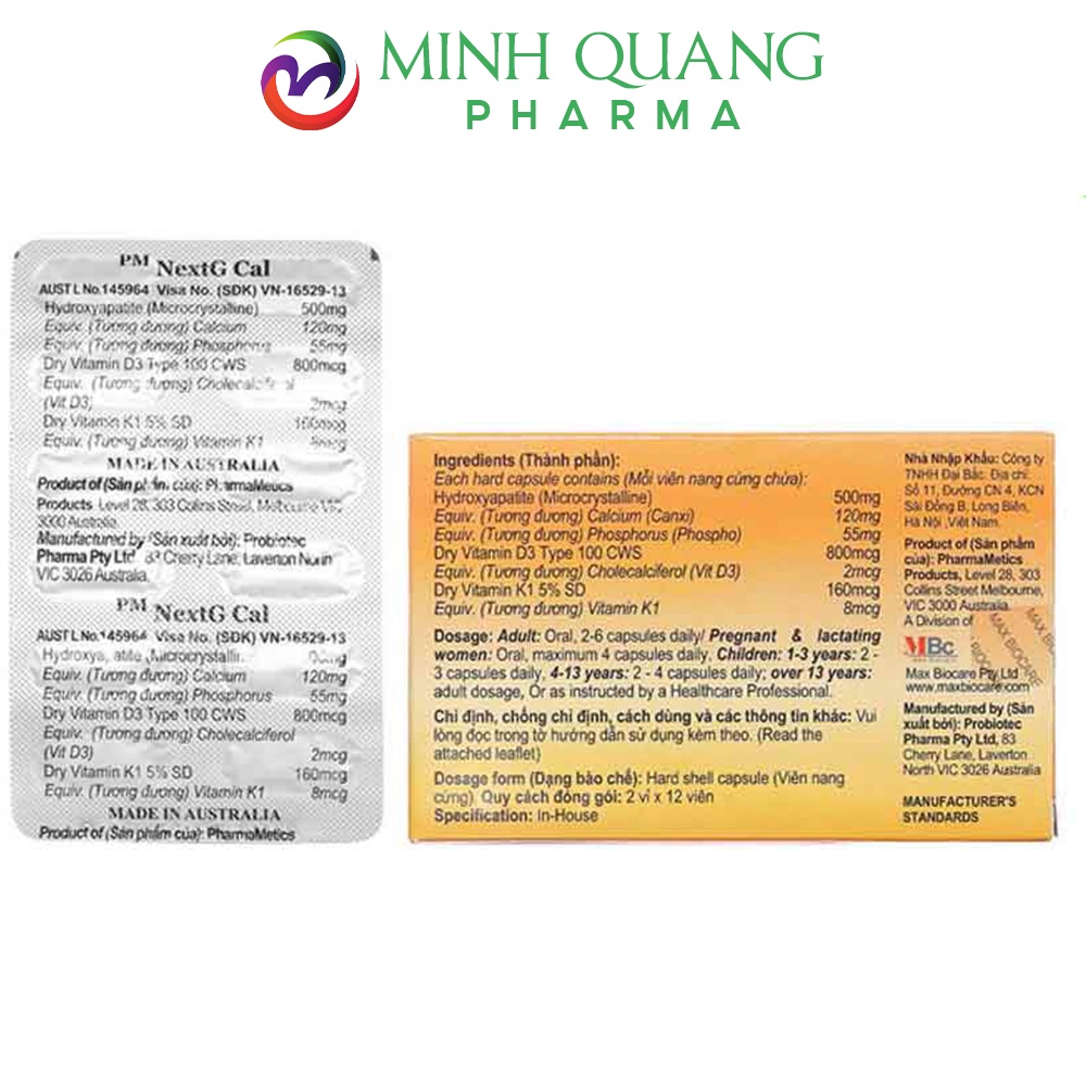 Viên uống bổ sung canxi NEXTG CAL hộp 60 viên