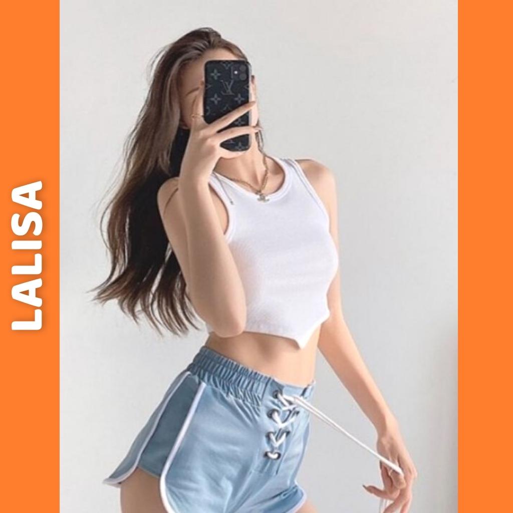 Áo Crotop Ba Lỗ LALISA Áo Balo Croptop Tay Ngắn Ôm Body Hở Bụng Kiểu Mới Chất Thun Gân Nữ Trơn Sexy Đẹp Đi Chơi AO050