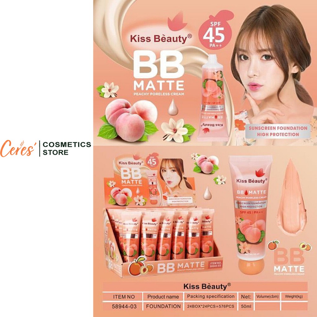 Kem Nền Che Khuyết Điểm Chống Nắng Kiss Beauty BB Matte 50ml | BigBuy360 - bigbuy360.vn