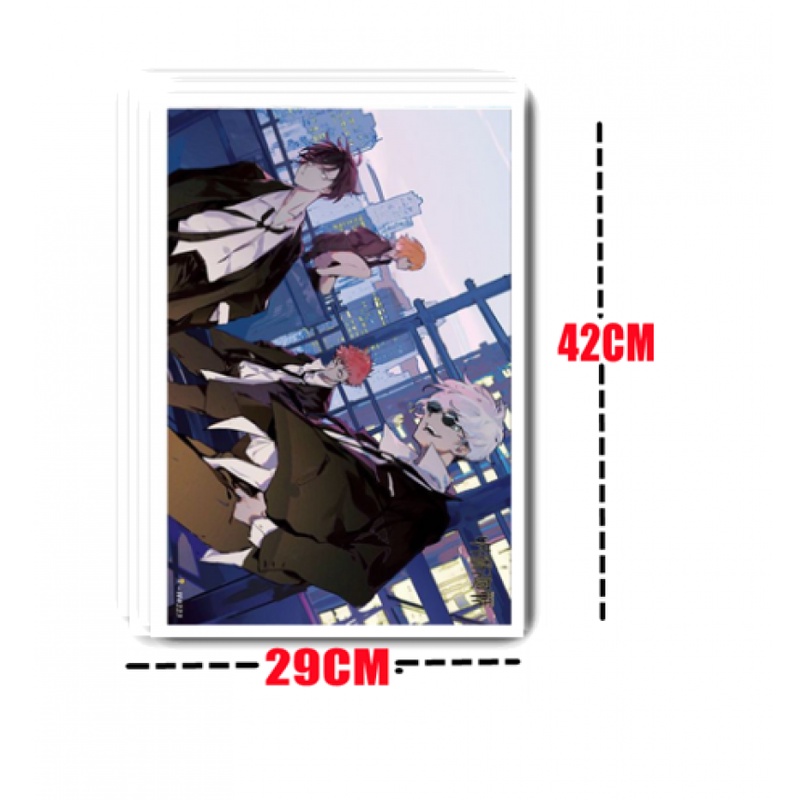 Set 8 tấm poster dán tường hình nhân vật hoạt hình Gojo Satoru