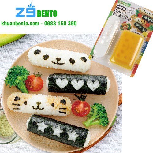 Bộ khuôn ép cơm bento Mèo sushi kèm tấm cắt trang trí