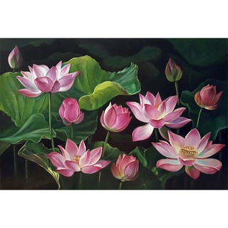 tranh đính đá tự làm- tranh hoa sen