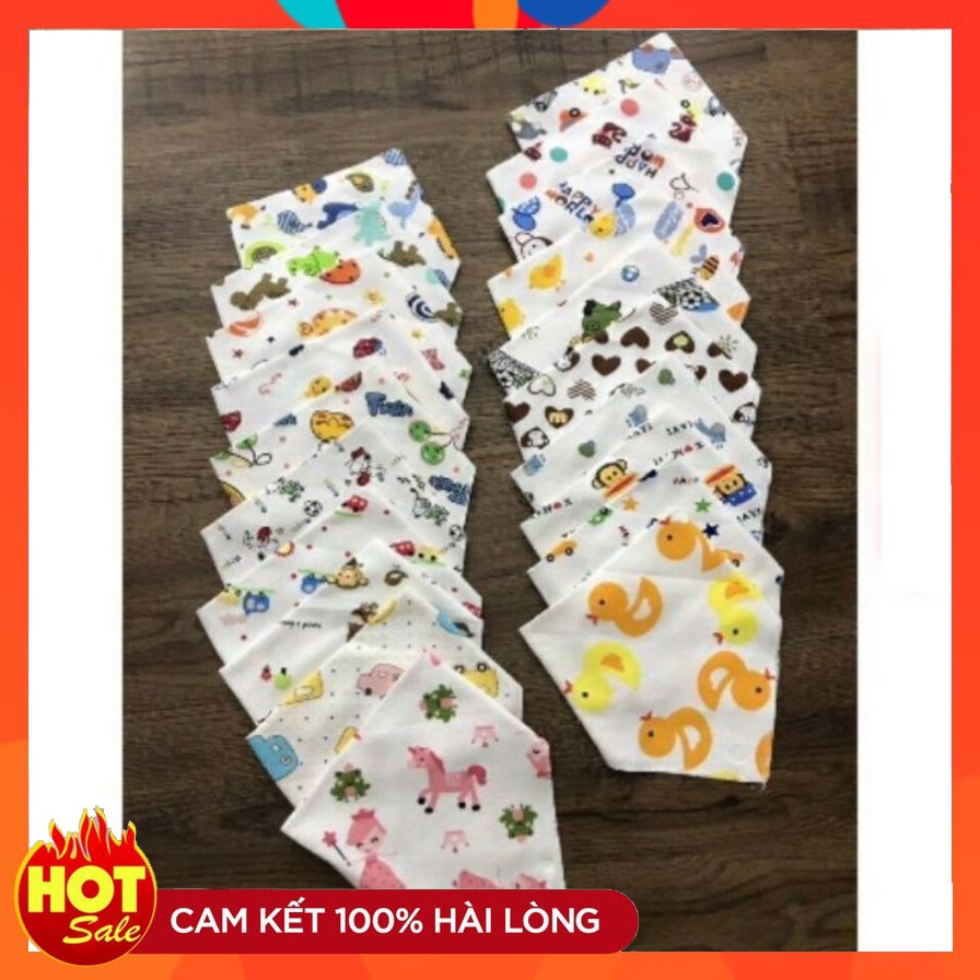 Khăn Yếm Tam Giác Cotton 2 Lớp Cúc Bấm Cao Cho Bé - Vivi Kids Store