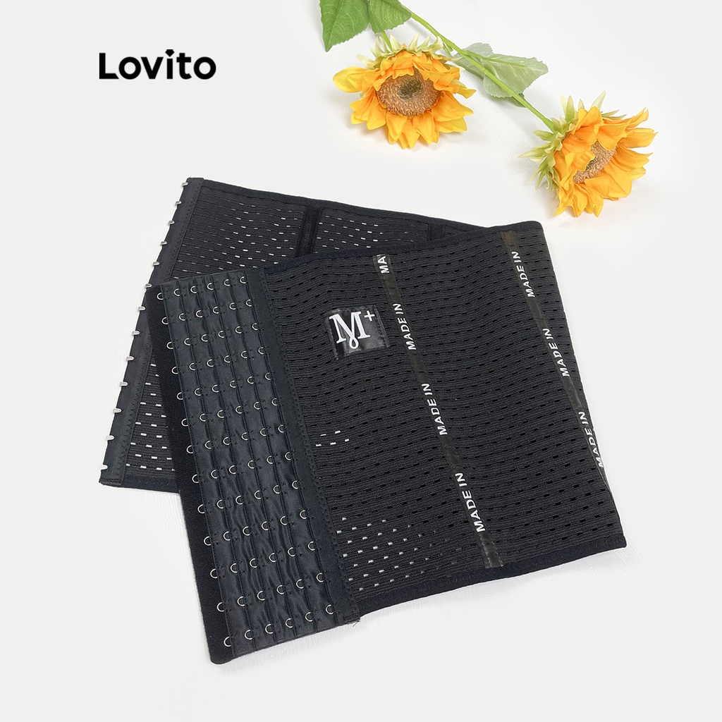 Áo nịt Lovito thoáng khí in chữ L00004 (màu đen/be) | BigBuy360 - bigbuy360.vn