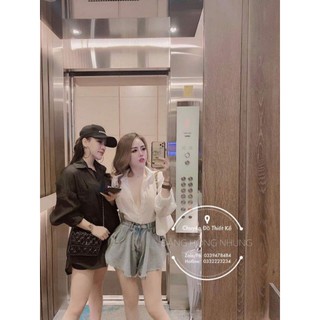 Quần short jean ống xòe