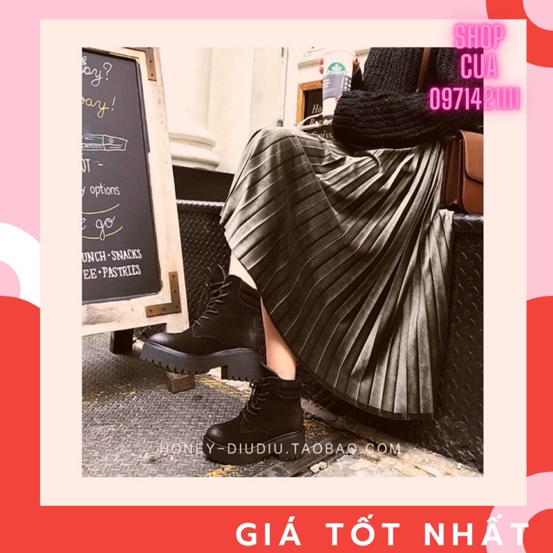 Chân Váy MiDi Nhung Xếp Ly Hàng Quảng Châu Siêu Đẹp