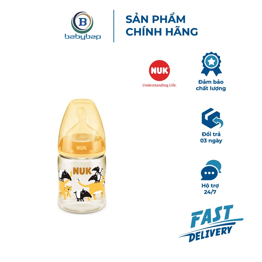 Bình Sữa NUK Premium Choice+ Nhựa PPSU 150ml/300ml (Animals) Chất Liệu Nhựa Y Tế Cao Cấp