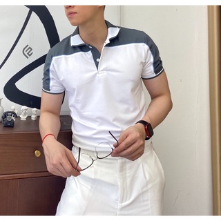 Áo thun Polo nam cổ bẻ Fuze basic phối xám
