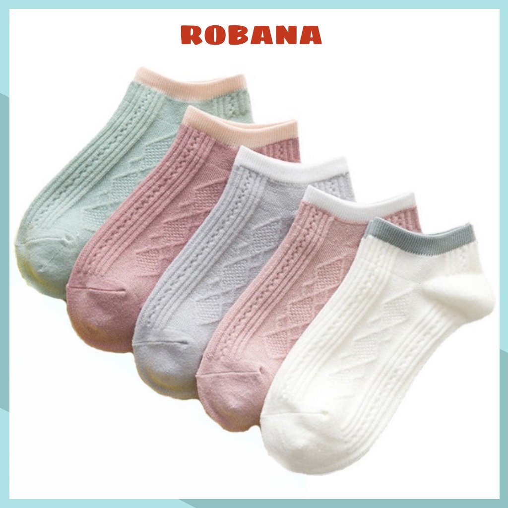Tất vớ nữ cổ ngắn - tất vớ học sinh mỏng thoáng màu sắc pastel hoạ tiết gân phong cách Hàn Quốc dễ thương