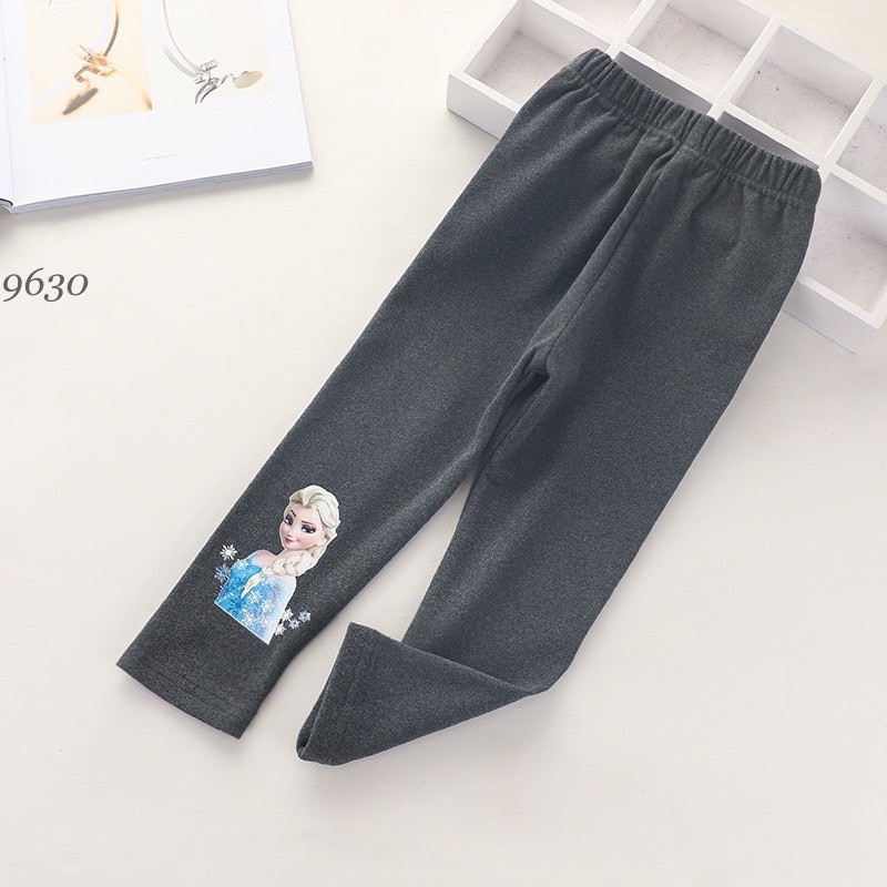 Quần legging Elsa dài thu đông cho bé gái, legging cotton nỉ dài cao cấp