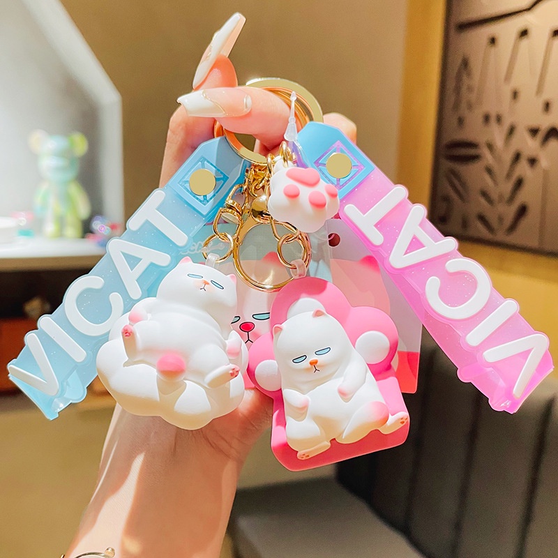 Móc Chìa Khóa Xe Hơi Họa Tiết Mèo Vivi Hoạt Hình Dễ Thương Độc Đáo Trang Trí Ba Lô / Túi Xách
