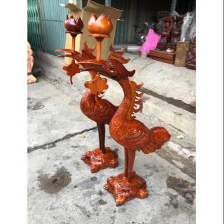 Cặp hạc thờ gỗ hương cao 50cm - 60cm