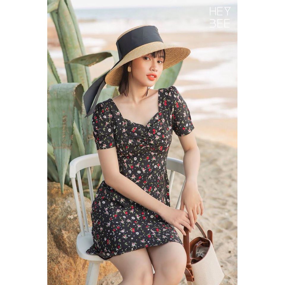 [Mã WABRWA15 giảm 15% đơn 300K] HEYBEE Đầm hoa nhún ngực Alison HT379 | BigBuy360 - bigbuy360.vn