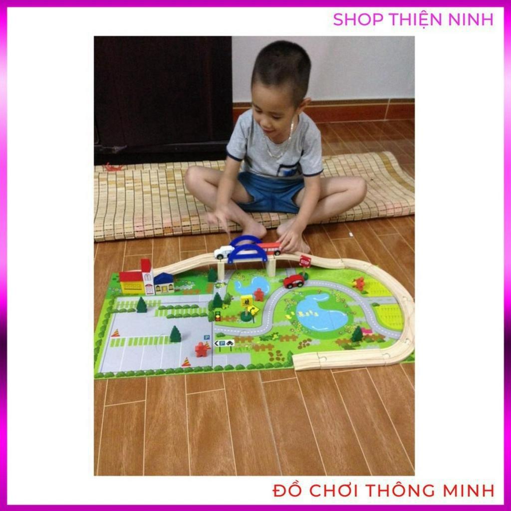 Đồ chơi gỗ thông minh cho bé trai, lắp ghép mô hình giao thông thành phố cho trẻ em