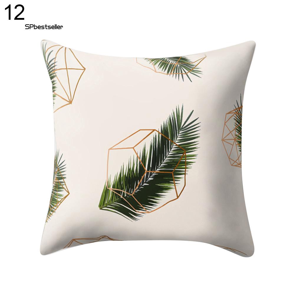Vỏ gối sofa in họa tiết lá nhiệt đới nhiều màu sắc sáng tạo