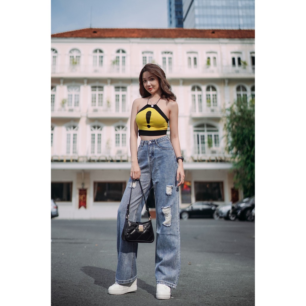 [DM3149] QUẦN JEAN ỐNG RỘNG NỮ LƯNG CAO RÁCH LỔM CHỔM MÀU XANH LAI CUỐN CAO CẤP NITI2 ĐỦ SIZE S, M, L, GHIỀN CHẤT NGẤT