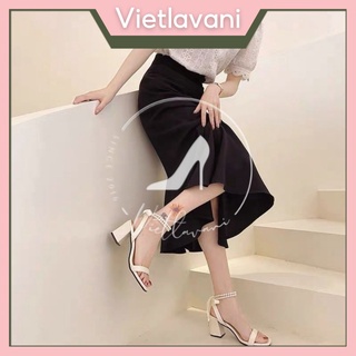 Giày Sandal Nữ  5cm TVS45 Hot Trend Hàn Quai Ngọc Mũi Vuông Sang Chảnh