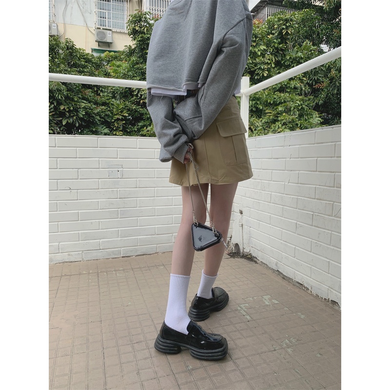 Autumn New Stitching Design High Waist Short Loose Sweatershirt Women