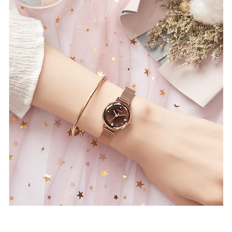 Đồng Hồ Nữ Hàn Quốc JULIUS JA-917 dây kim loại màu Nâu