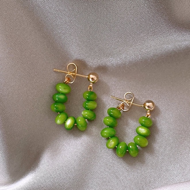 Đôi khuyên tai BELLA-BEE dạng xỏ thiết kế cà rốt tai thỏ/ chiếc lá/ đá opal xanh lá/ nơ/ bọ rùa thời trang xinh xắn