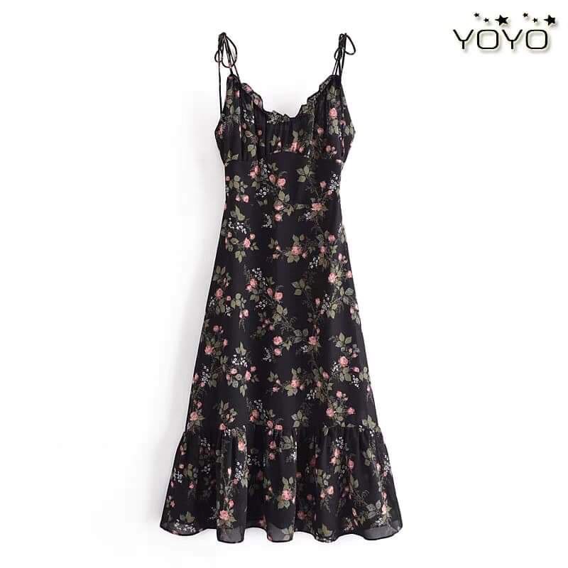 VÁY HAI DÂY HOA ĐEN BODY | BigBuy360 - bigbuy360.vn