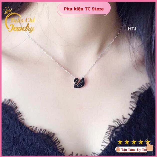Dây Chuyền Bạc 🍁FREESHIP🍁 Vòng Cổ Bạc Nữ Họa Tiết Hình Thiên Nga Đính Đá Liền Mặt Sang Trọng, Nổi Bật