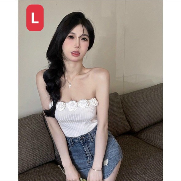 Áo ống viền đính hoa mẫu mới chất thun gân siêu hot