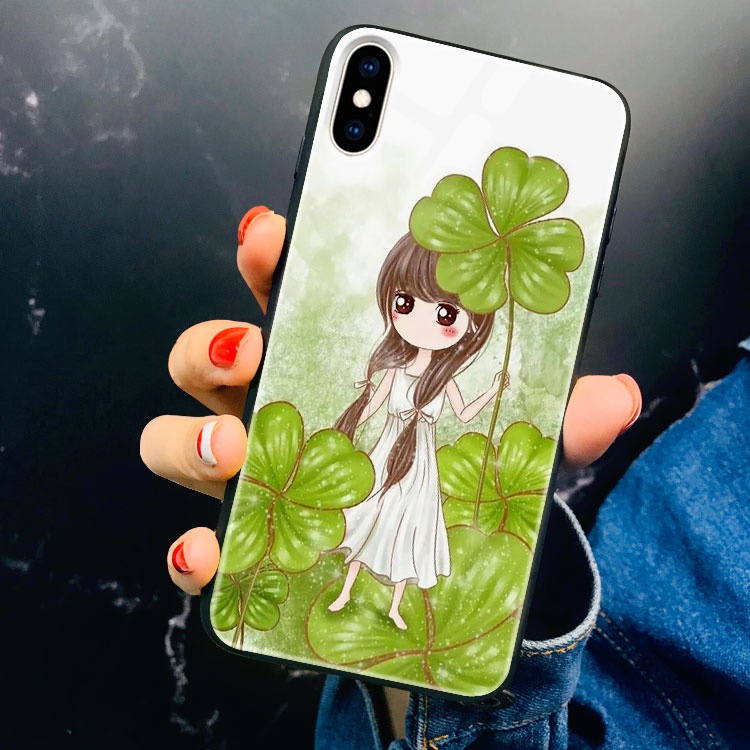 Ốp Lưng Iphone mặt kính Cỏ 4 Lá May Mắn_14 6/6plus/6s plus/7/7plus/8/8plus/x/xs/xs max/11//12/12 promax