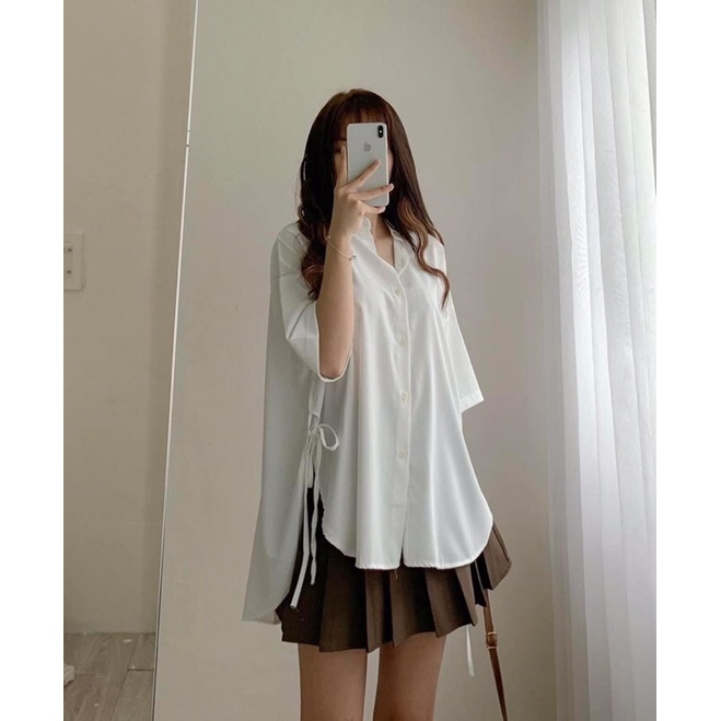 Sơ mi lụa cột nơ eo 1120