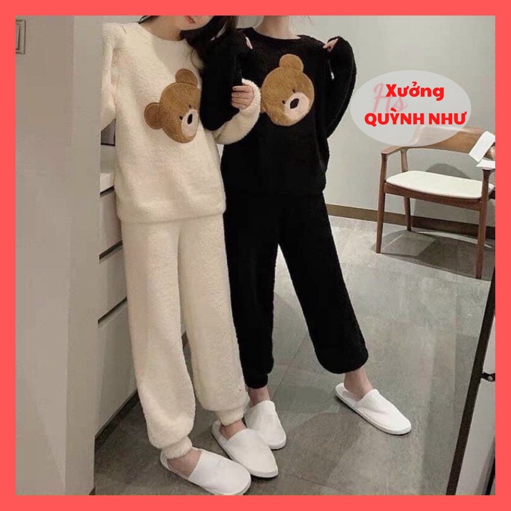 Bộ Quần Áo Ngủ Nữ Gấu Lông 2 Mặt Dễ Thương Mặc Mùa Đông Siêu Ấm Áp 2 Màu Mã 610 Xưởng Quỳnh Như | BigBuy360 - bigbuy360.vn