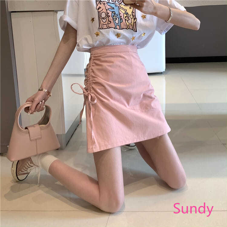 Chân Váy Dáng Chữ A Dây Rút Phong Cách Đơn Giản Thời Trang Mùa Hè