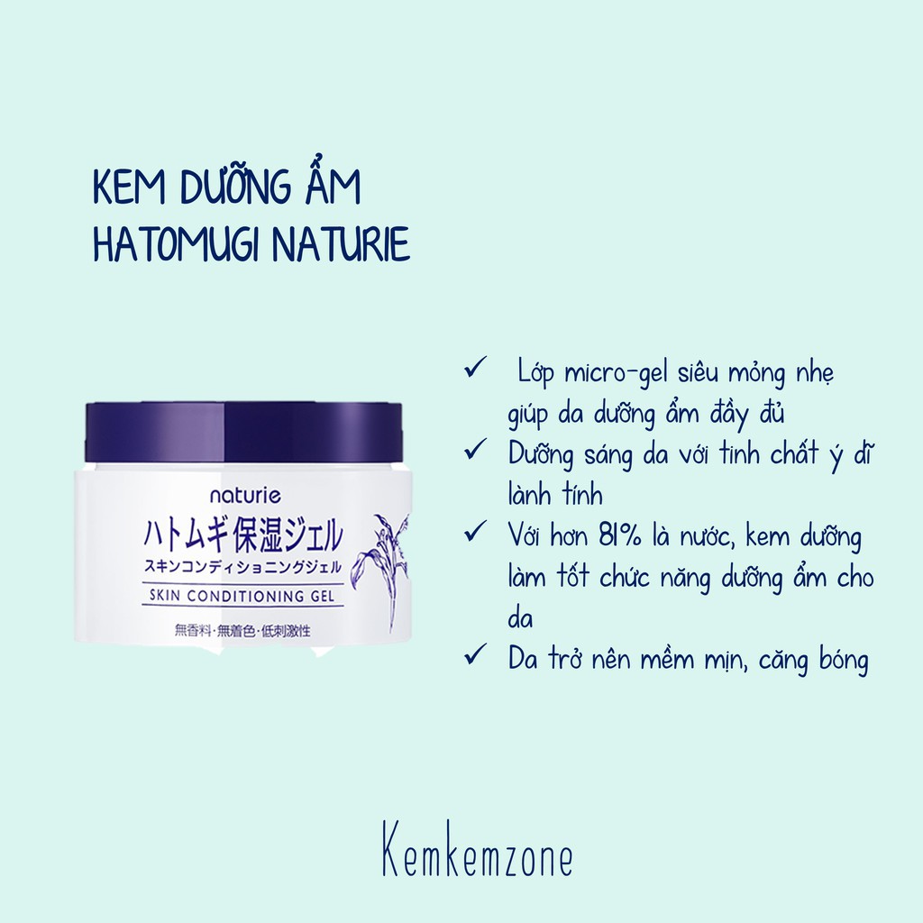 Gel Dưỡng Ẩm Da Hạt Ý Dĩ Naturie Hatomugi Nhật Bản 180g