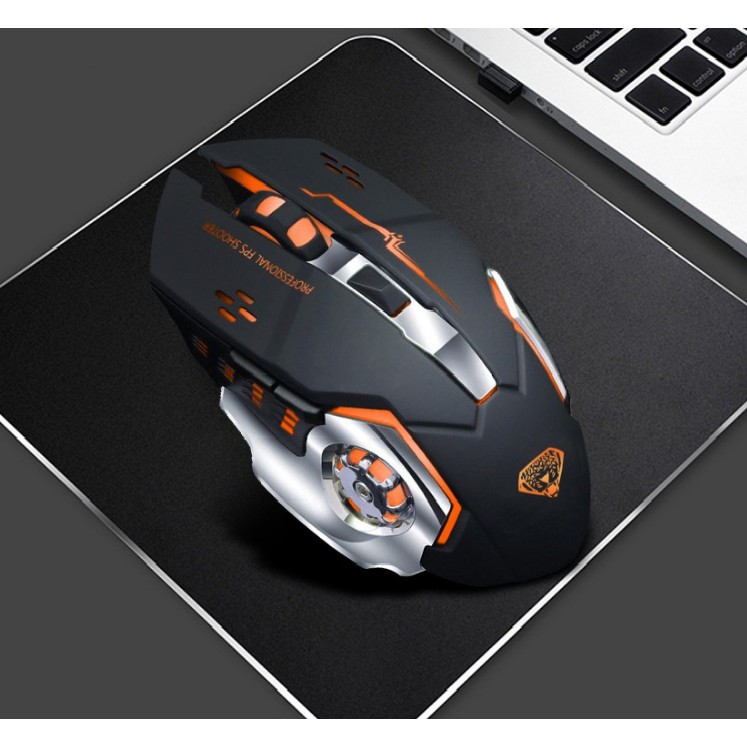 Chuột không dây chuyên game Divipard Q3 Silent Led màu dùng pin sạc