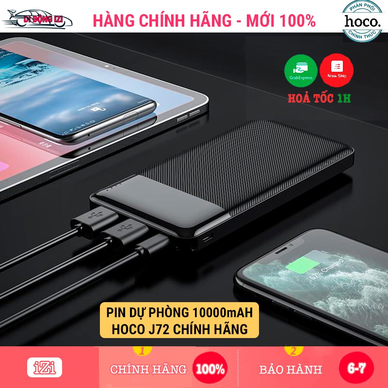 Pin Sạc Dự Phòng 20000mAh Hoco J72A &amp; 10000mAh Hoco J72  - 2 Cổng Ra 2A, Đèn Led Hiển Thị Năng Lượng, Công Tắc Tiện Lợi