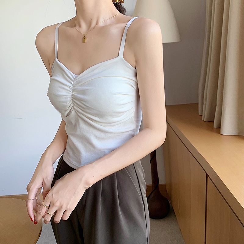 Áo lót 2 dây nữ, áo bra nhúm ngực có miếng lót ngực dáng áo croptop sexy kiểu Hàn mẫu áo hot 2022