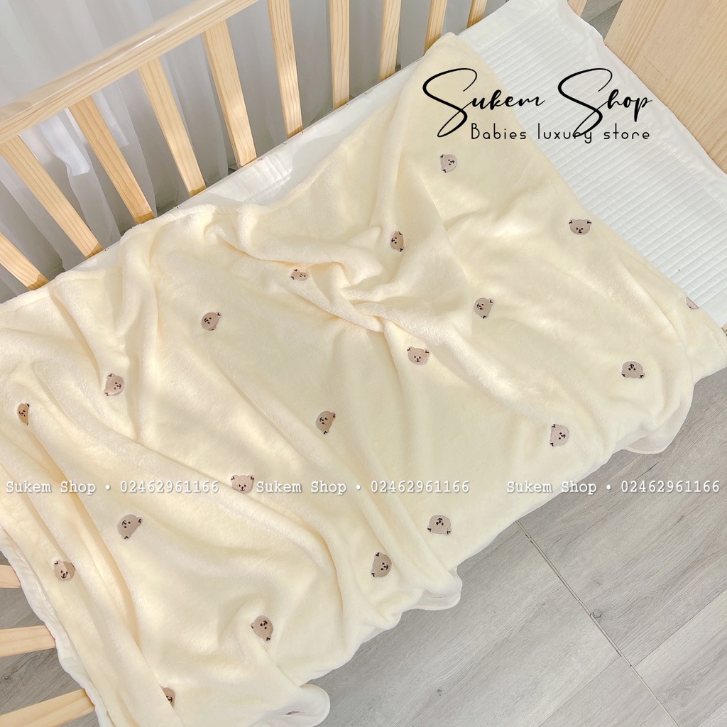 Chăn Đông Cho Bé/ Chăn Lông Thêu Họa Tiết Siêu Mềm, Mịn Ấm,Dày Dặn